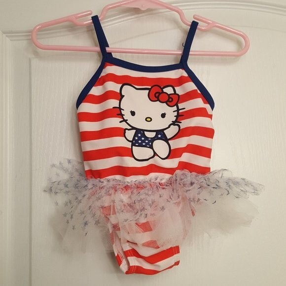 Hello Kitty Striped Tutu Swimsuit - Picture 1 of 4